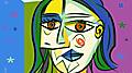 abstract drawing, woman head in cubist art style