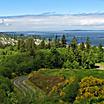 View of the lush landscape surrounding Astoria, Oregon and the Columbia River