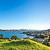 Waitemata harbor with a view of Auckland, New Zealand in the distance