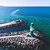 A Green Coastal Lighthouse in Rostock, Berlin (Rostock), Germany