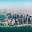 Aerial view of the densely packed skyscrapers in Doha, Qatar