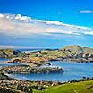 View of the bay as seen from the hills above Dunedin, New Zealand