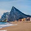 View of the Rock of Gibraltar from a beach