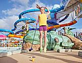 icon of the seas lost dunes mini golf girl jumping winning