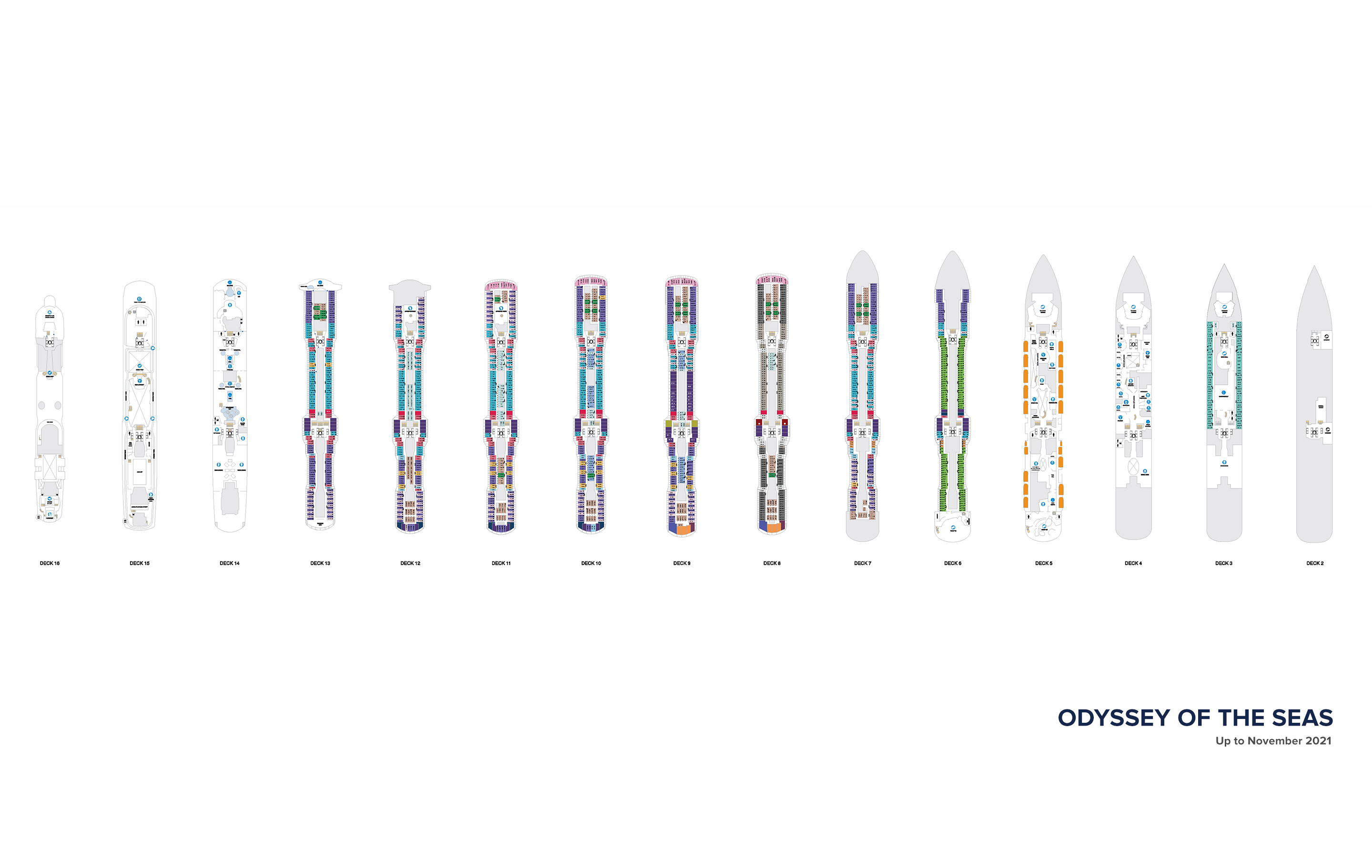 The deck plans for Odyssey of the Seas, Royal Caribbean Cruises