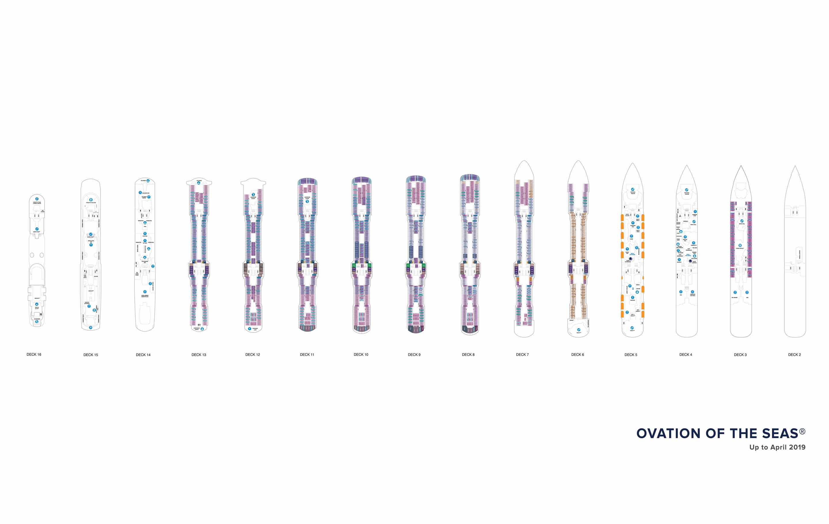 The deck plans for Ovation of the Seas, Royal Caribbean Cruises