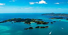 aerial view of the Scenic Bay of Islands in Paihia. New Zealand.