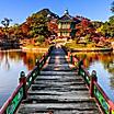 A bridge over a pond in the Gyeongbokgung palace, Seoul, South Korea