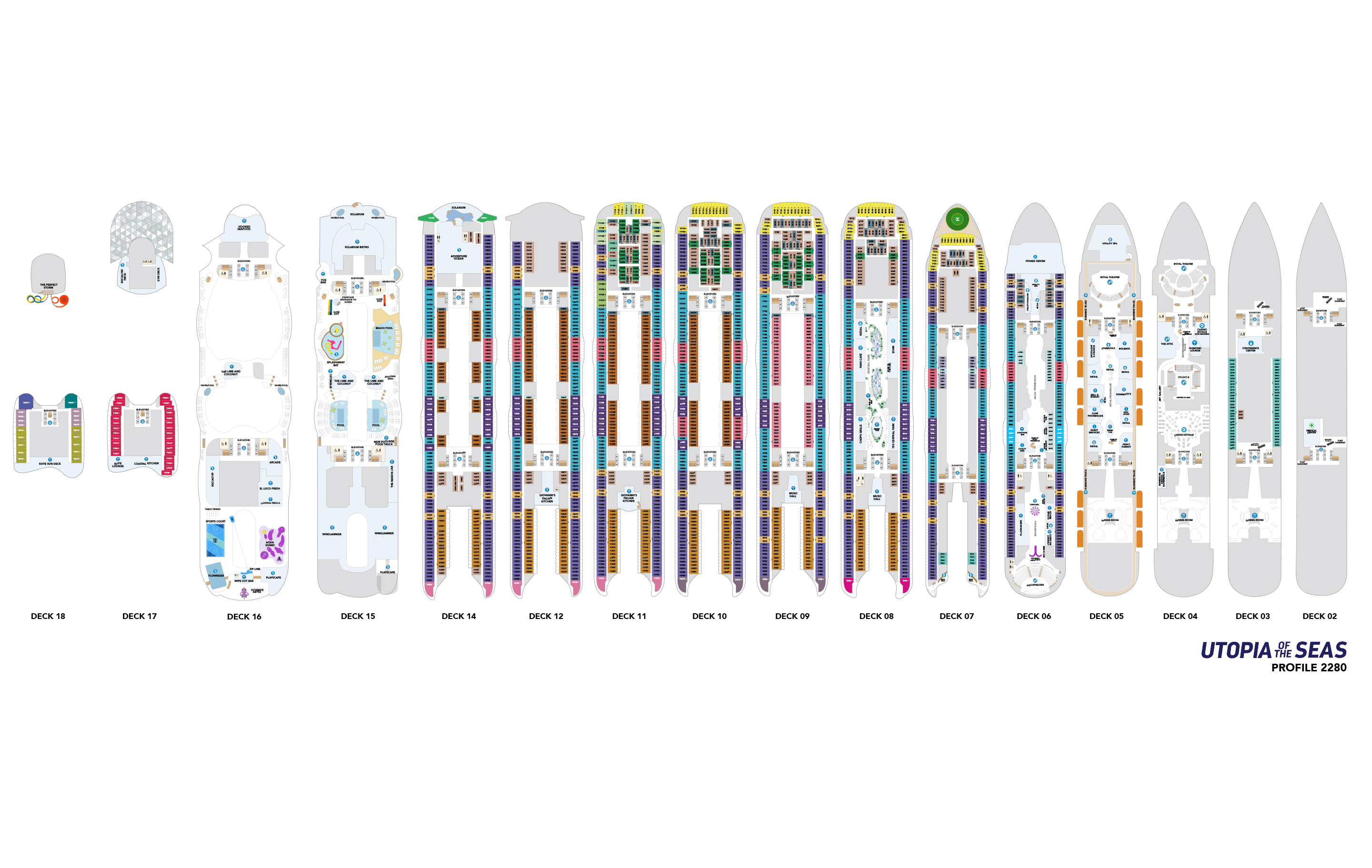 The deck plans for Utopia of the Seas, Royal Caribbean Cruises