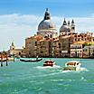 Boats travelling down the Grand Canal in Venice, Italy