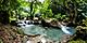 Waterfall streams in a botanical garden., Jamaica